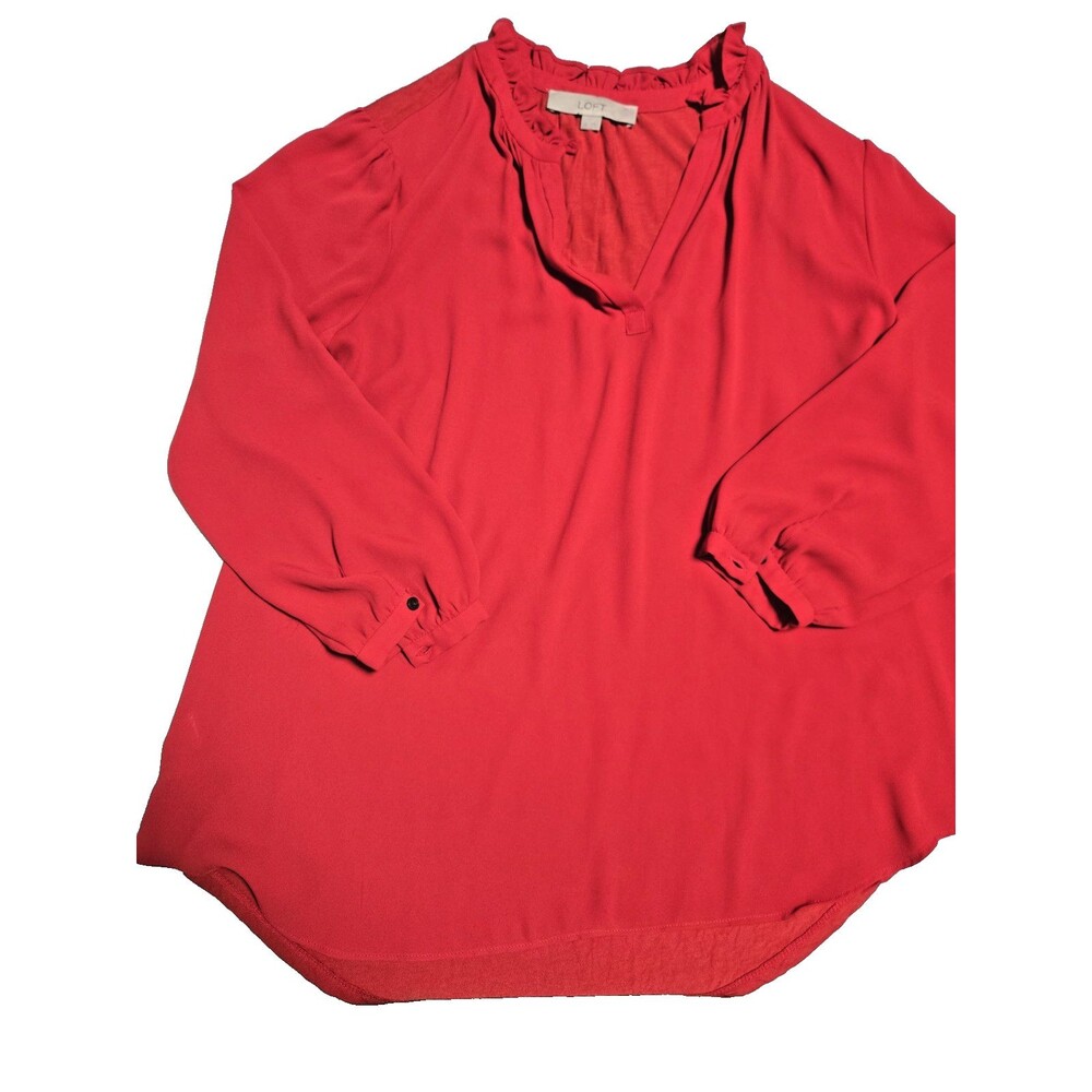 Women’s Size Medium Blouse Loft Coral long Sleeve Career Top size XS